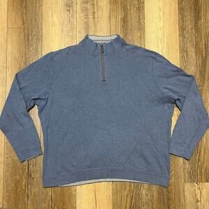 Tommy Bahama Pullover Half Zip Sweatshirt 100% Cotton 3XL Heather Blue Preppy